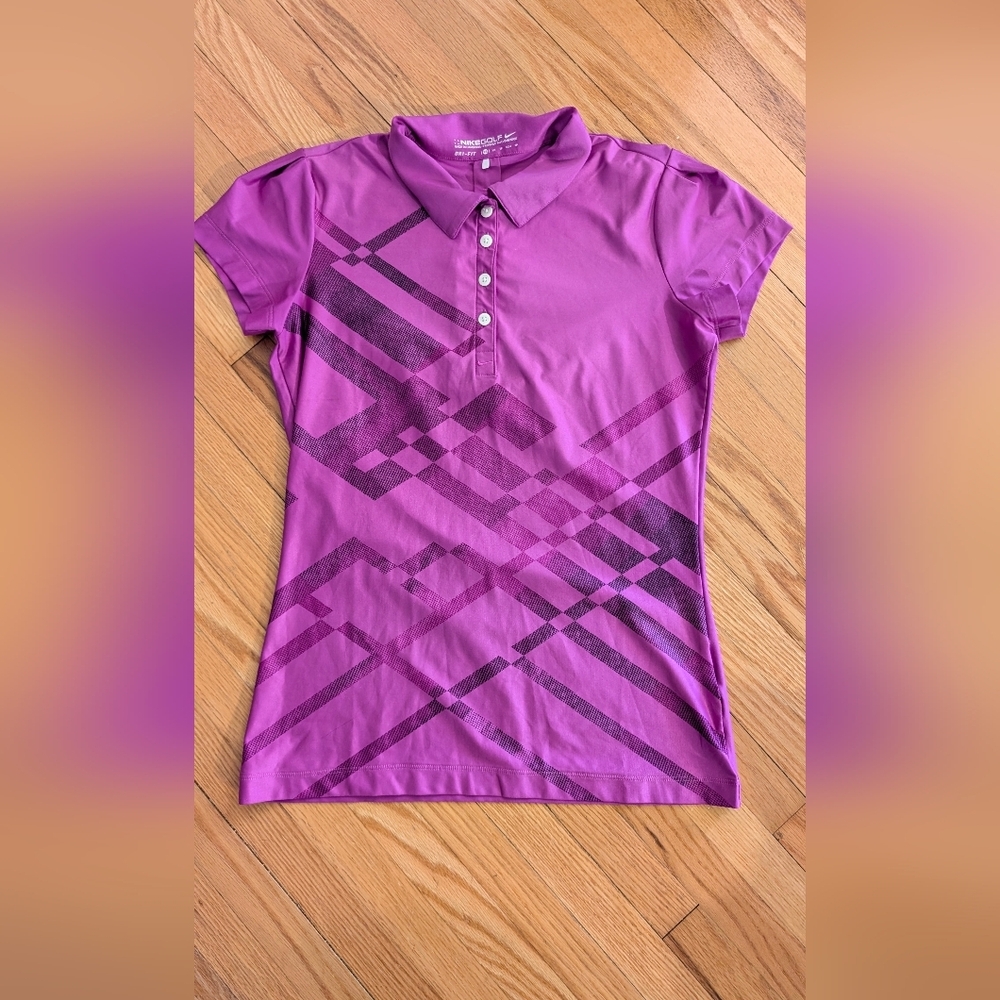 Nike Purple Fitted Button Down Shirt with Polo Collar